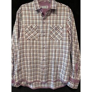 John Lennon Designs Plaid‎ Shirt Long Sleeve Button Up Casual XL Flip Cuff